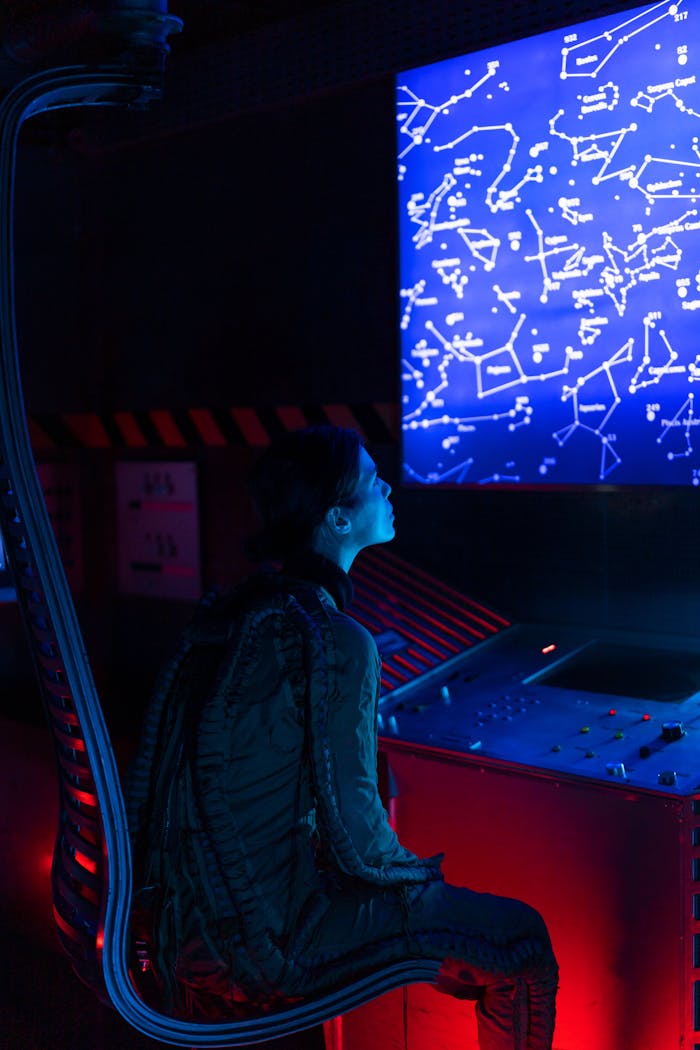 The Art of Drawing Readers In: Your attractive post title goes here A woman in a space suit studies a futuristic control panel displaying star constellations.